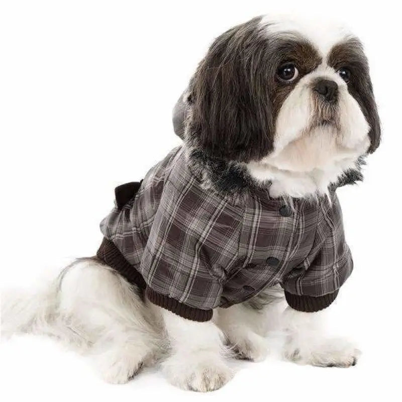 Urban Pup Brown Checked Quilted Dog Coat Small - Sale - 1