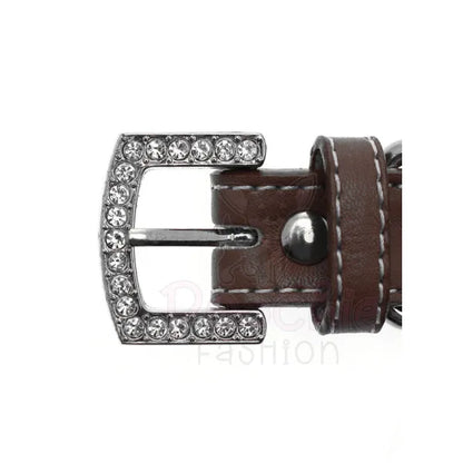 Brown Leather Diamante Bones Dog Collar and Lead Set - Urban - 6