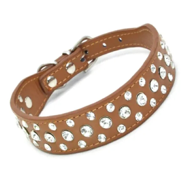 Brown Rhinestone Sprinkles Dog Collar - Posh Pawz - 1