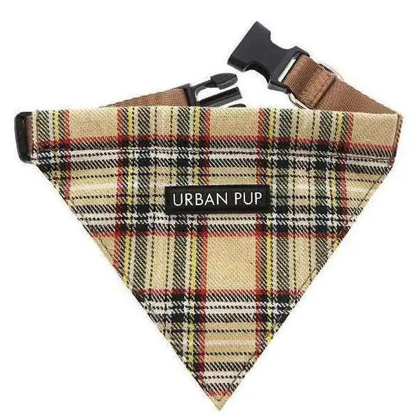 Brown Tartan Designer Dog Bandana Collar Large - Sale - 1