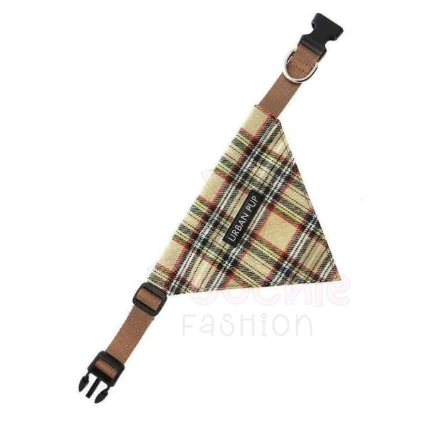 Brown Tartan Designer Dog Bandana Collar - Urban Pup - 2