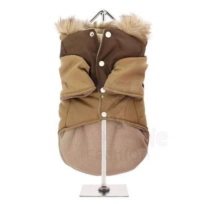 Brown Two Tone Designer Parka Dog Coat - Urban Pup - 3