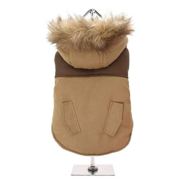 Brown Two Tone Designer Parka Dog Coat - Urban Pup - 1