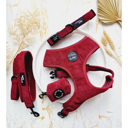 Burgundy Red Luxury Corduroy Dog Harness - Pet Pooch - 3
