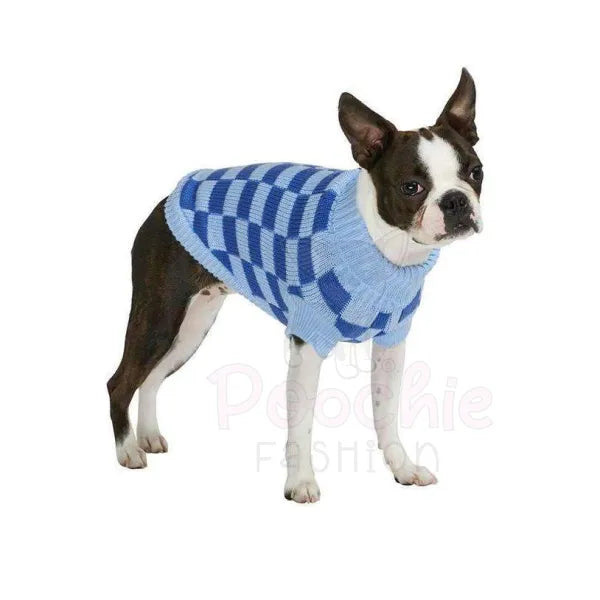 Checkerboard Blue Dog Jumper - Urban Pup - 2