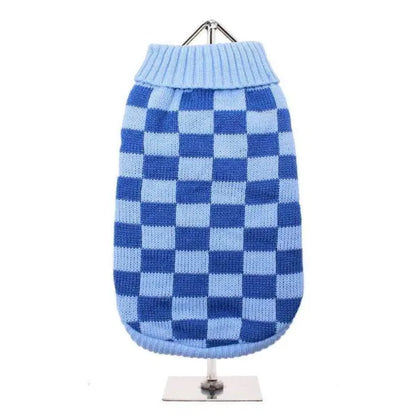 Checkerboard Blue Dog Jumper - Urban Pup - 1
