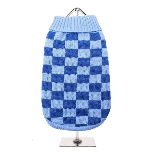 Checkerboard Blue Dog Jumper - Urban Pup - 1