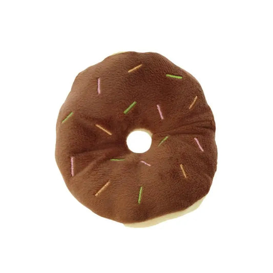 Chocolate Donut Plush & Squeaky Dog Toy - Posh Pawz - 1