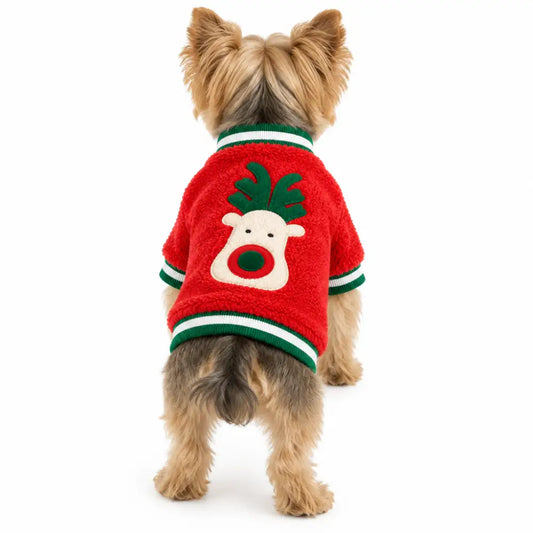 Christmas Reindeer Soft Fleece Dog Sweater - Posh Pawz - 1