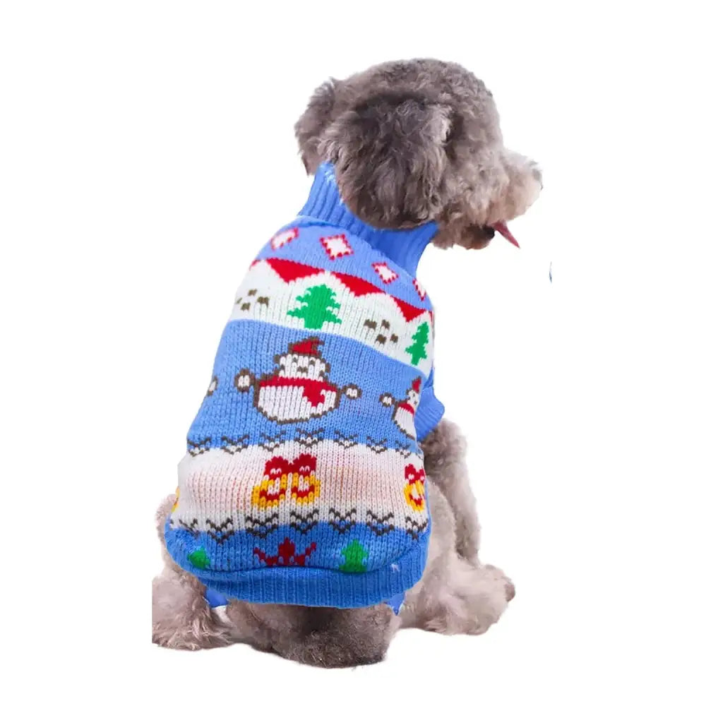 Christmas Snowman Dog Jumper in Blue - Posh Pawz - 1