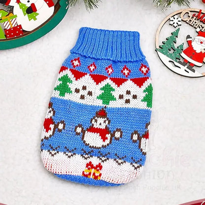 Christmas Snowman Dog Jumper in Blue - Posh Pawz - 2
