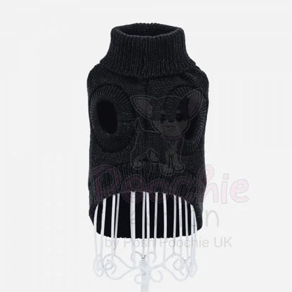 Chunky Cable Knit Dog Jumper in Black - Rich Paw - 5