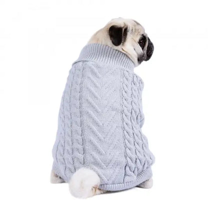 Chunky Cable Knit Dog Jumper in Grey - Rich Paw - 1