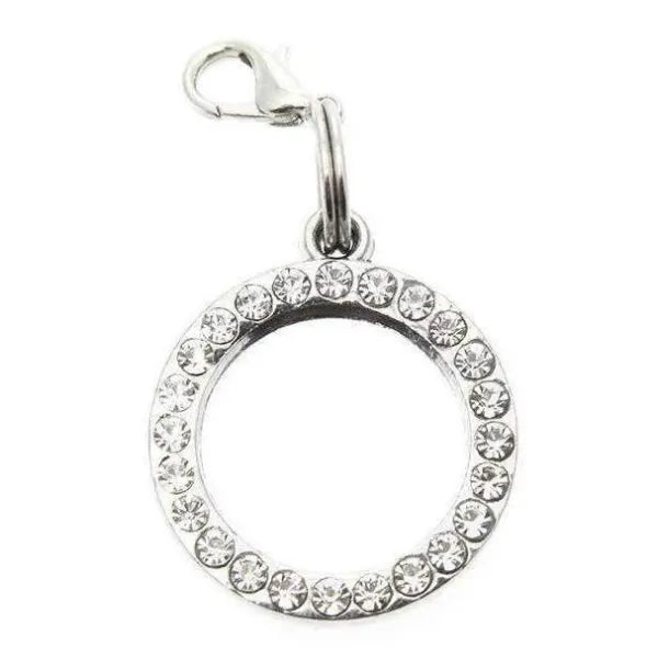 Circle Diamanté Photo Frame Dog Collar Charm - Posh Pawz - 1