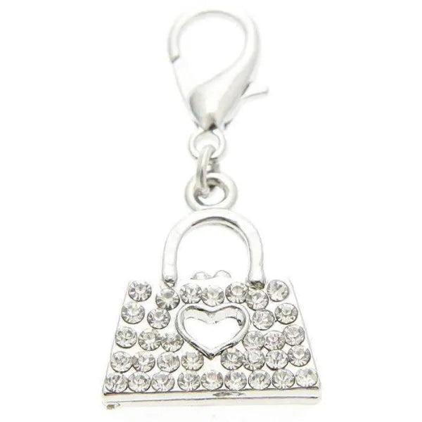 Clear Crystal Handbag Dog Collar Charm - Posh Pawz - 1