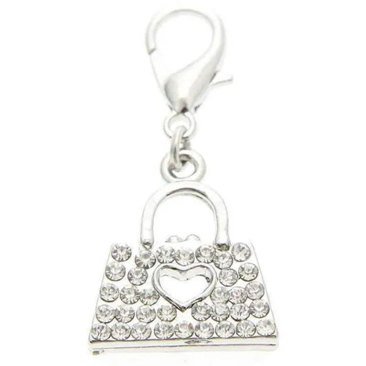Clear Crystal Handbag Dog Collar Charm - Posh Pawz - 1