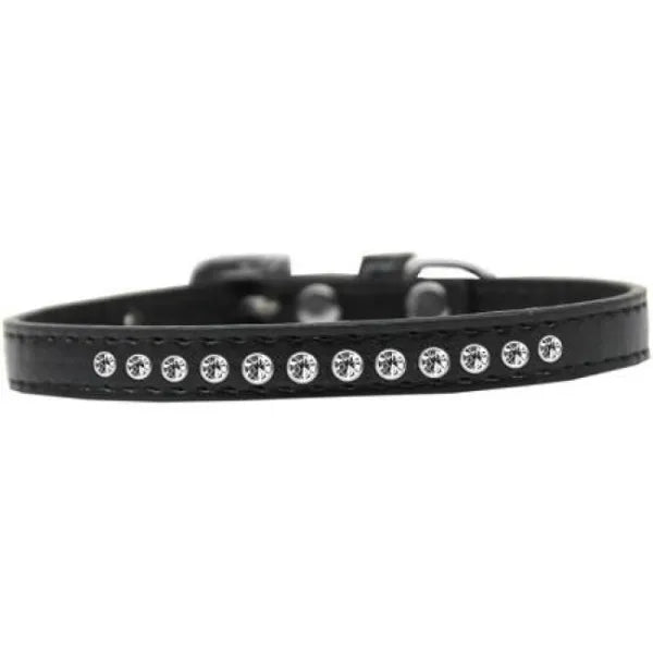 Clear Crystal Puppy Collar in Black - Sale - 1
