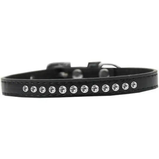 Clear Crystal Puppy Collar in Black Small - Sale - 1