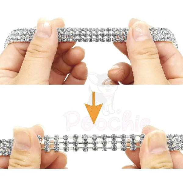 Clear Rhinestone Crystal Pet Necklace with Bone Pendant - Posh Pawz - 6