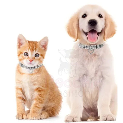 Clear Rhinestone Crystal Pet Necklace with Heart Pendant - Posh Pawz - 5