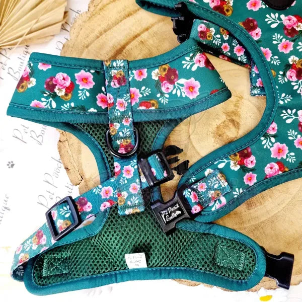 Clover Green Vintage Peonies Dog Harness - Pet Pooch - 3