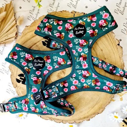 Clover Green Vintage Peonies Dog Harness - Pet Pooch - 1