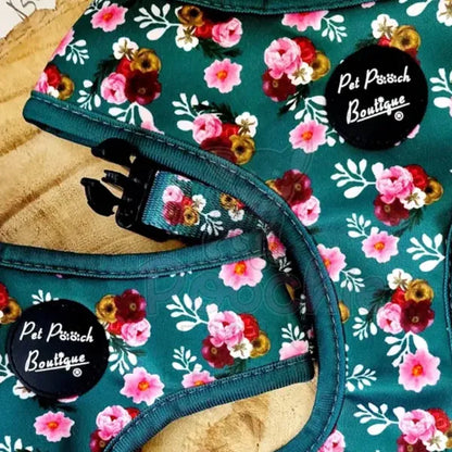 Clover Green Vintage Peonies Dog Harness - Pet Pooch - 4