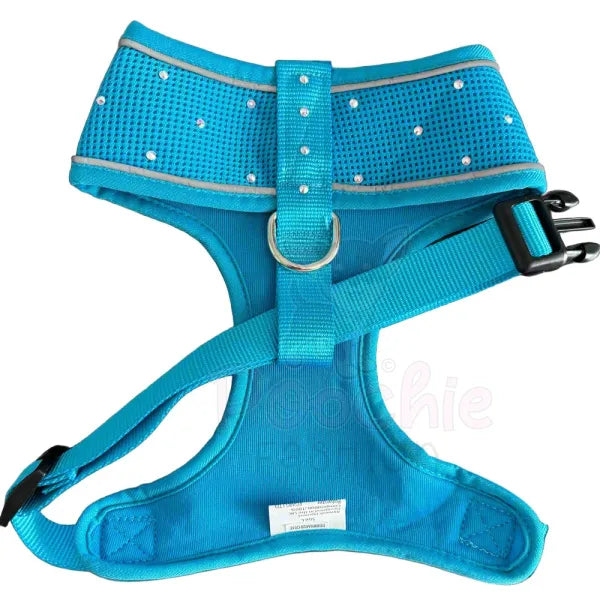 Crystal Air Mesh Dog Harness in Aqua - Poochie Fashion - 3