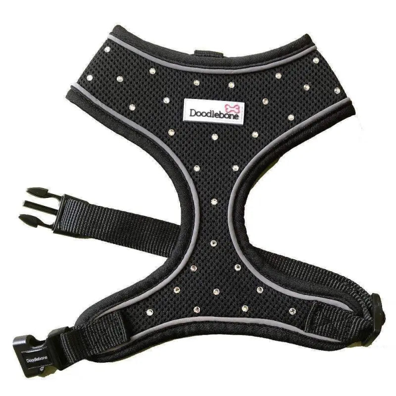 Crystal Air Mesh Dog Harness In Black - Poochie Fashion - 1