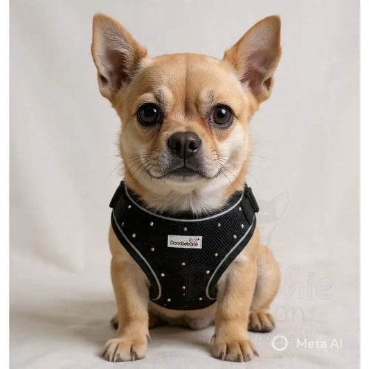 Crystal Air Mesh Dog Harness in Black - Poochie Fashion - 2