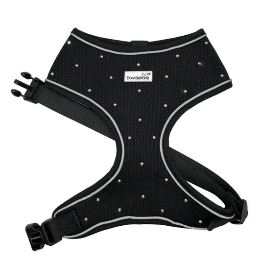 Crystal Air Mesh Dog Harness in Black - Poochie Fashion - 1