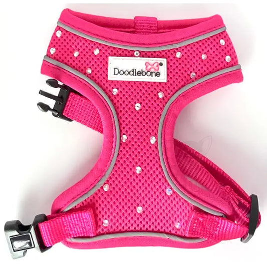 Crystal Air Mesh Dog Harness in Hot Pink - Poochie Fashion - 2