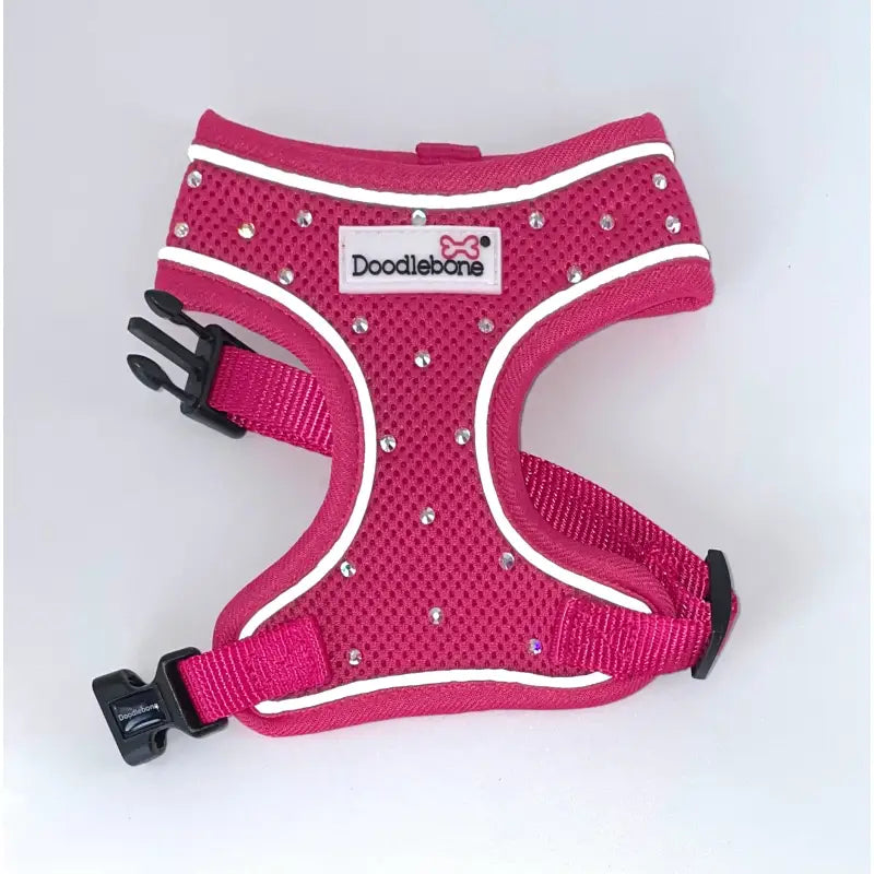 Crystal Air Mesh Dog Harness In Hot Pink - Poochie Fashion 3