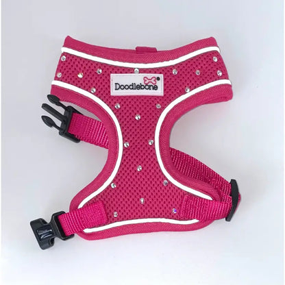Crystal Air Mesh Dog Harness In Hot Pink - Poochie Fashion 3