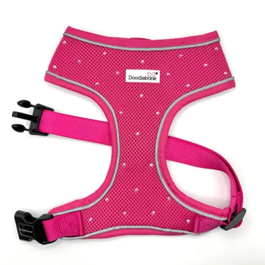 Crystal Air Mesh Dog Harness in Hot Pink - Poochie Fashion - 1