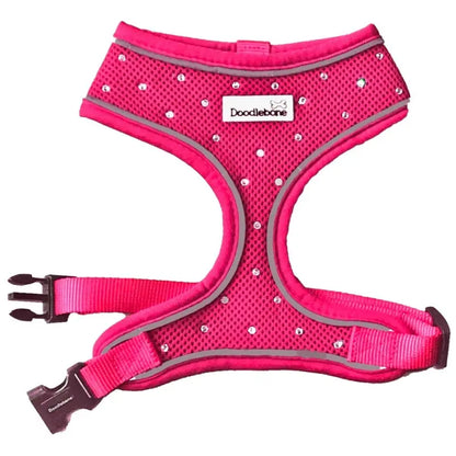 Crystal Air Mesh Dog Harness In Hot Pink - Poochie Fashion - 1