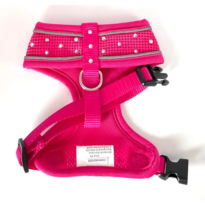 Crystal Air Mesh Dog Harness In Hot Pink - Poochie Fashion 2