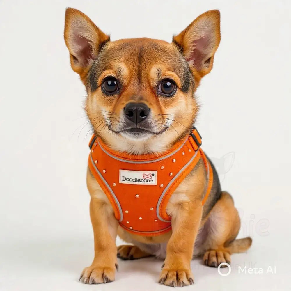 Crystal Air Mesh Dog Harness in Orange - Poochie Fashion - 5