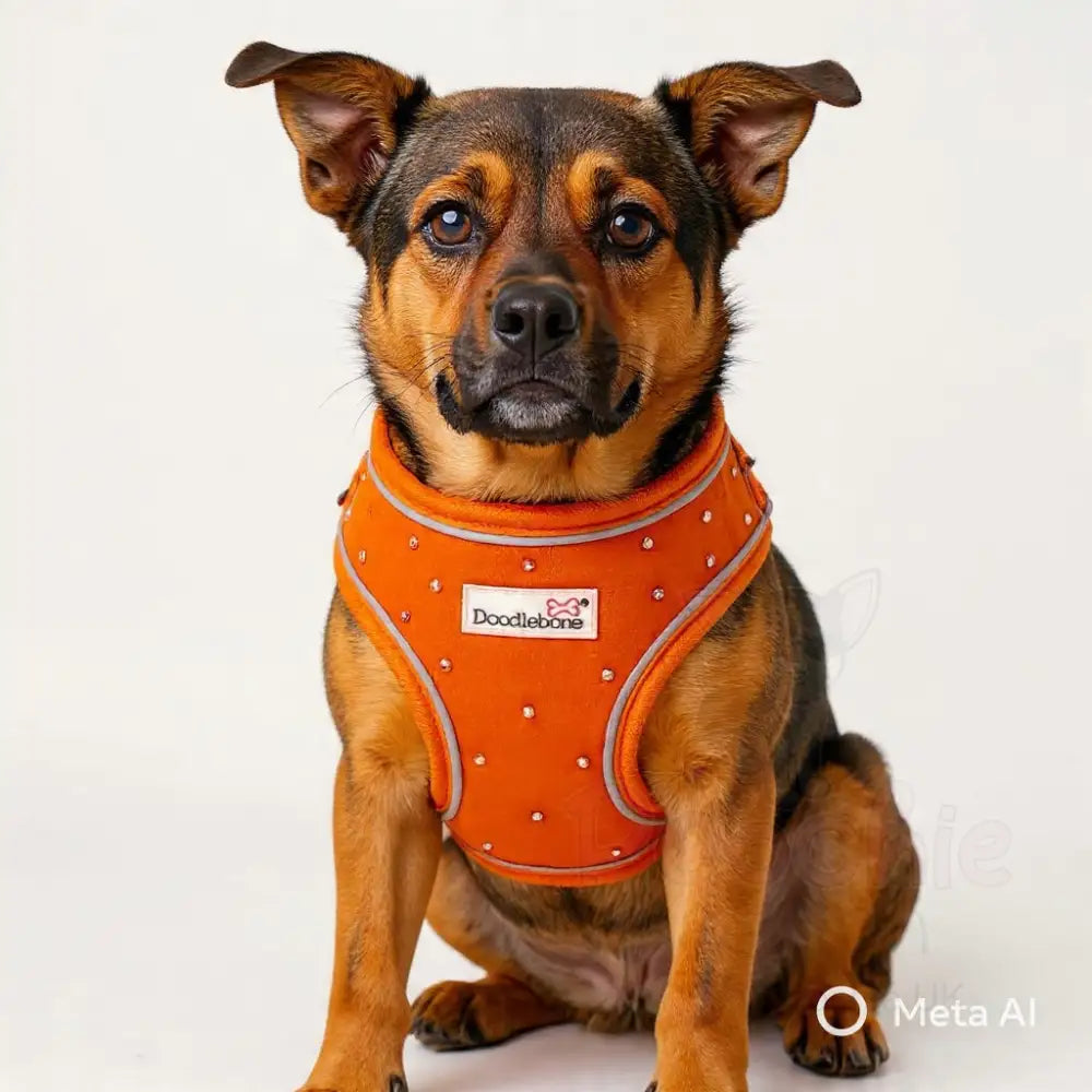 Crystal Air Mesh Dog Harness in Orange - Poochie Fashion - 2