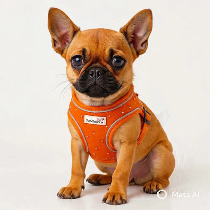 Crystal Air Mesh Dog Harness in Orange - Poochie Fashion - 9