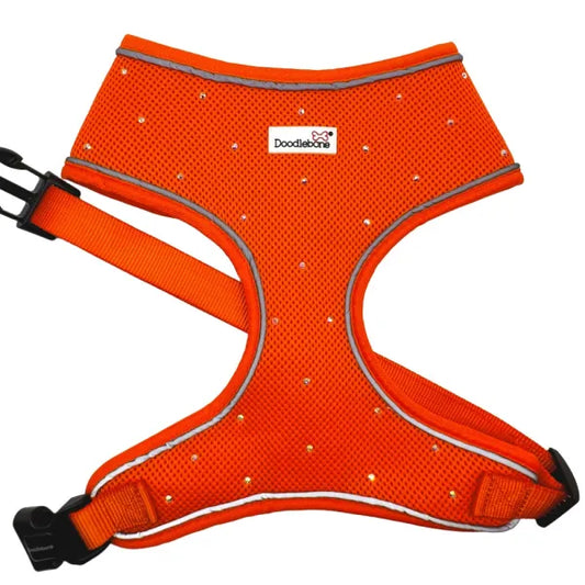 Crystal Air Mesh Dog Harness in Orange - Poochie Fashion - 1