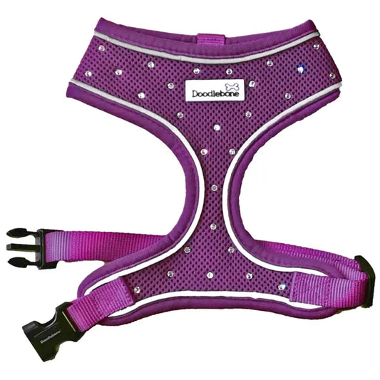 Crystal Air Mesh Dog Harness In Purple - Poochie Fashion - 1