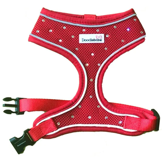 Crystal Air Mesh Dog Harness In Red - Poochie Fashion - 1