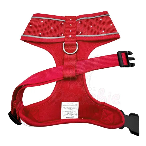 Crystal Air Mesh Dog Harness in Ruby Red - Poochie Fashion - 3
