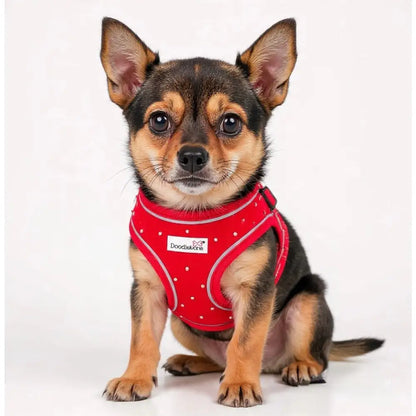 Crystal Air Mesh Dog Harness in Ruby Red - Poochie Fashion - 1