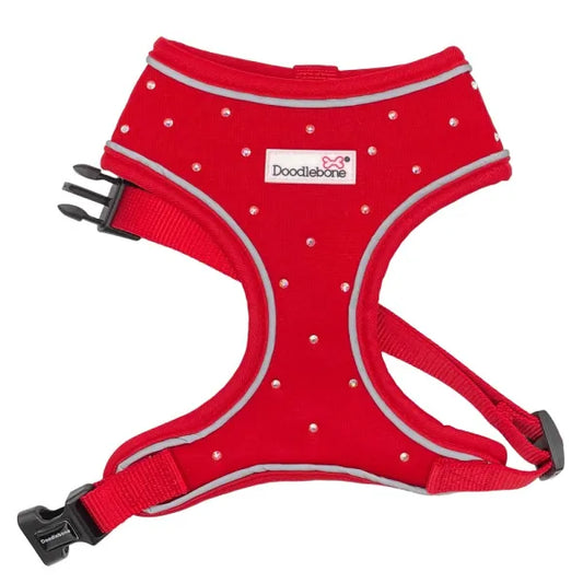 Crystal Air Mesh Dog Harness in Ruby Red - Poochie Fashion - 1