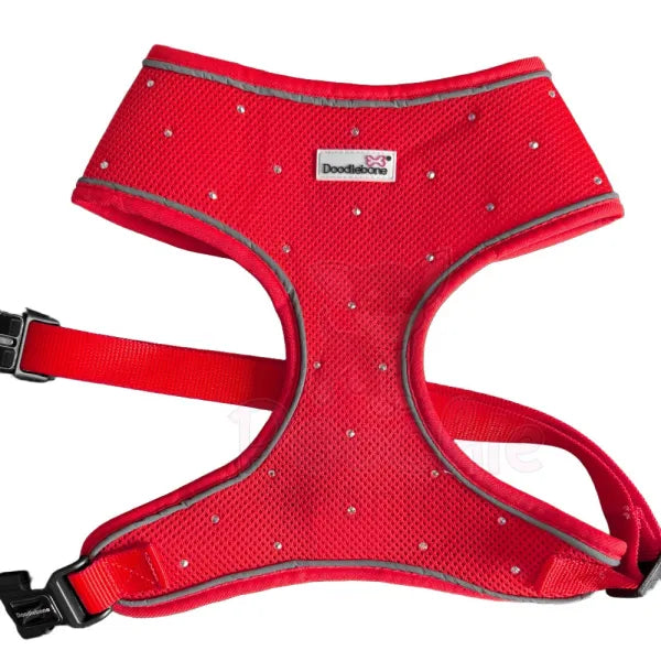 Crystal Air Mesh Dog Harness in Ruby Red - Poochie Fashion - 4