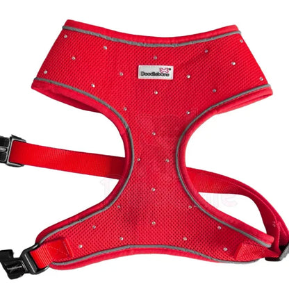 Crystal Air Mesh Dog Harness in Ruby Red - Poochie Fashion - 4