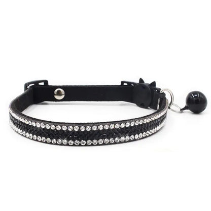 Crystal Microsuede Safety Cat Collar in Black - Posh Catz - 1
