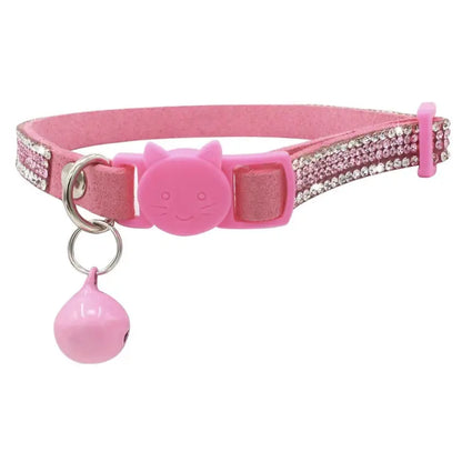 Crystal Microsuede Safety Cat Collar In Pink - Posh Catz - 2